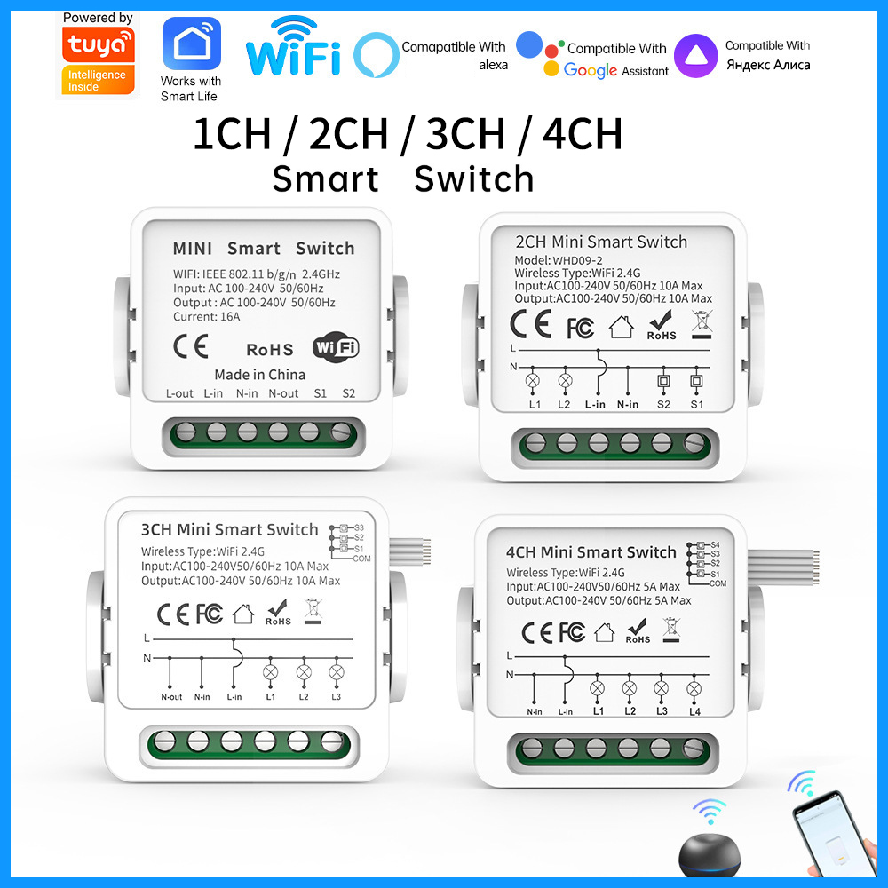 Smart Home Device - Tuya WiFi Smart Switch 1/2/3/4 Gang