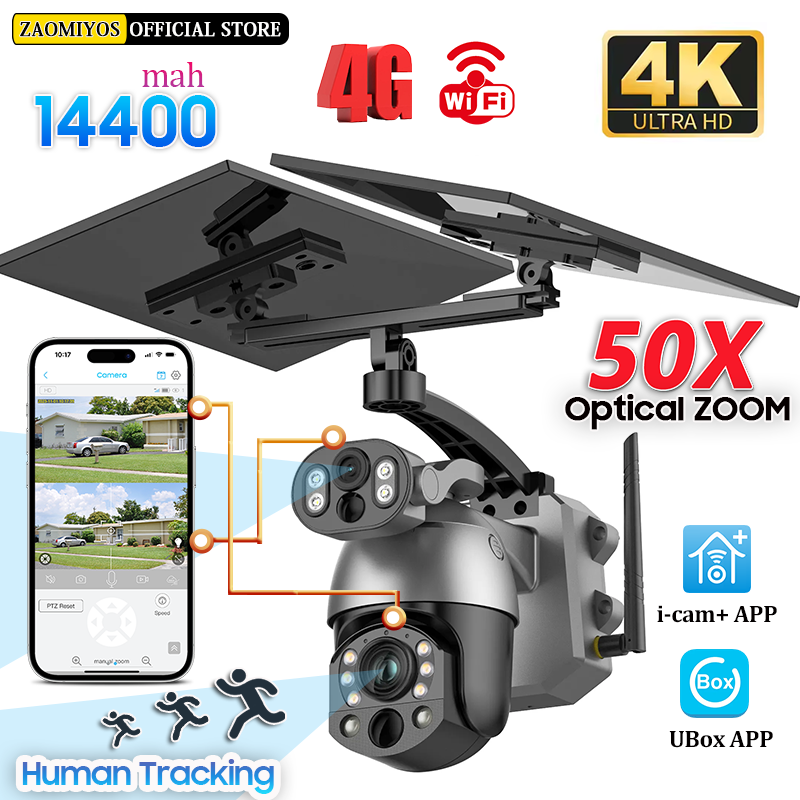 Smart Home Outdoor Camera - 4K 50X ZOOM 10 MP zonnecamera