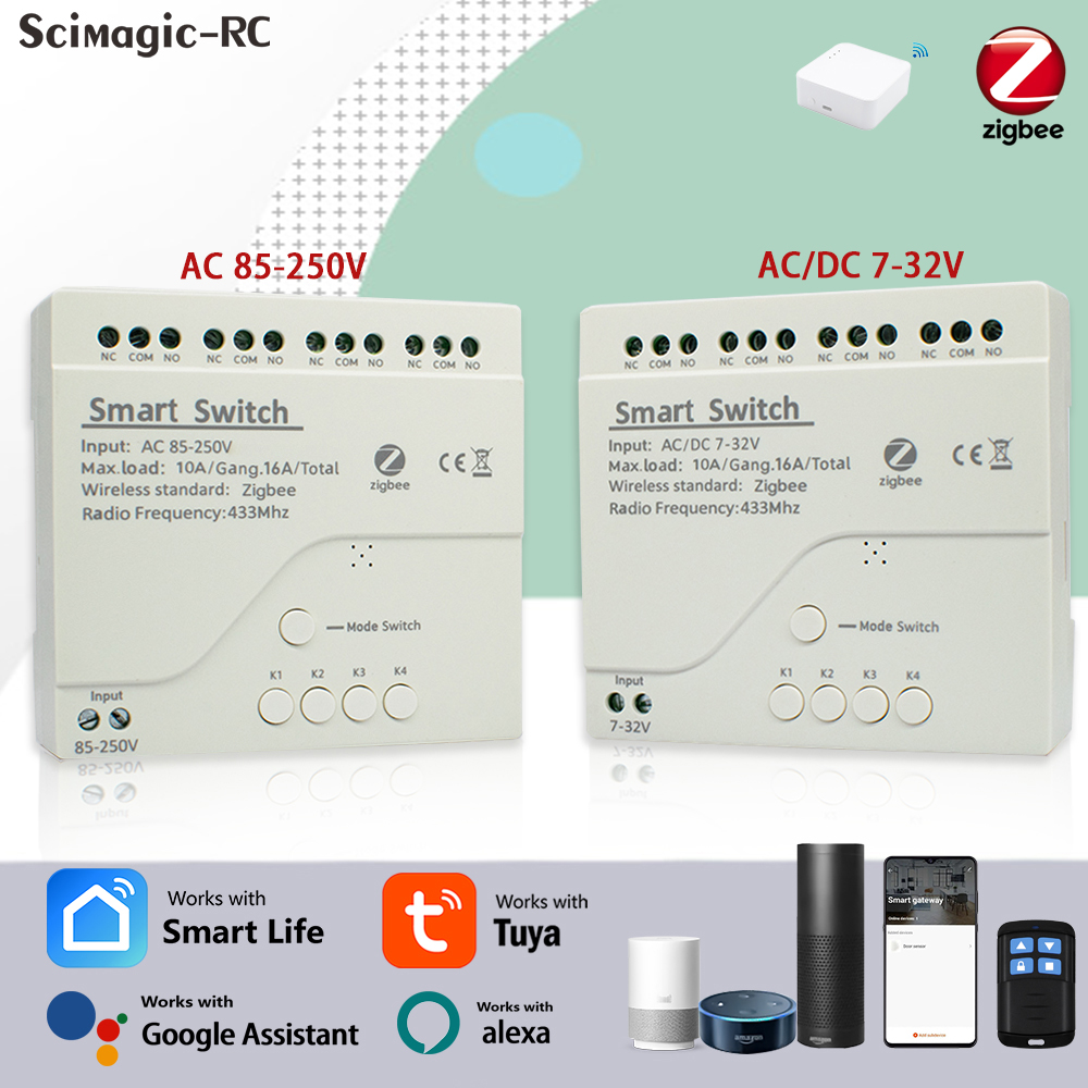 Smart Home Google Assistant - 4CH Zigbee Tuya Smart Home Relaismodule