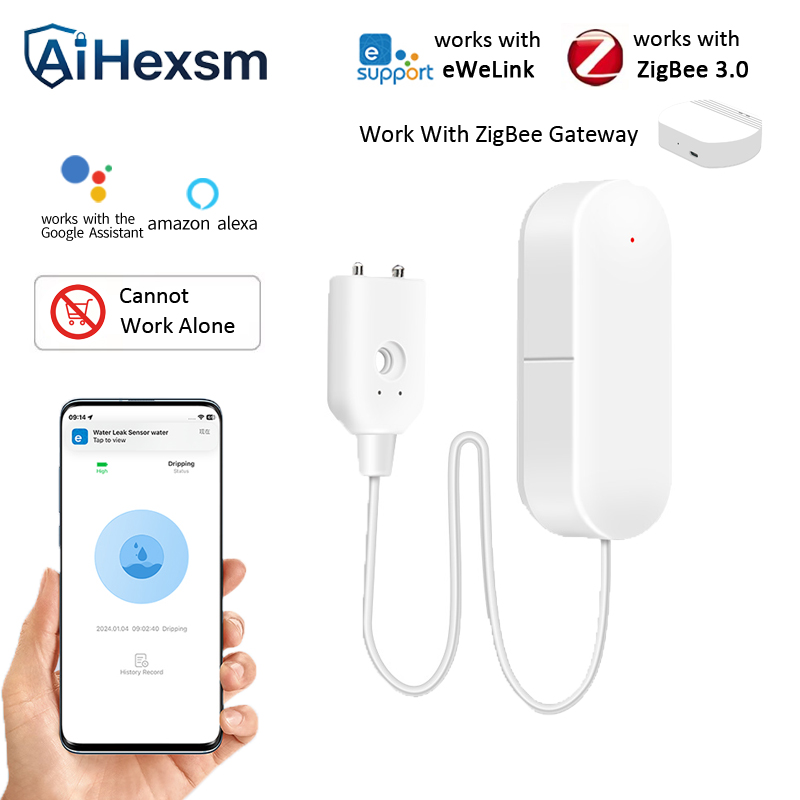 Smart Home Zigbee Gateway - EweLink APP-gestuurde Zigbee waterleksensor, slimme waterlekkage-