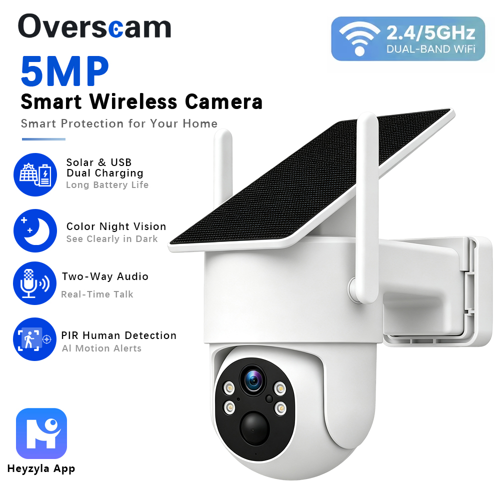 Smart Home Outdoor Camera - 5MP PTZ-camera op zonne-energie voor draadloze