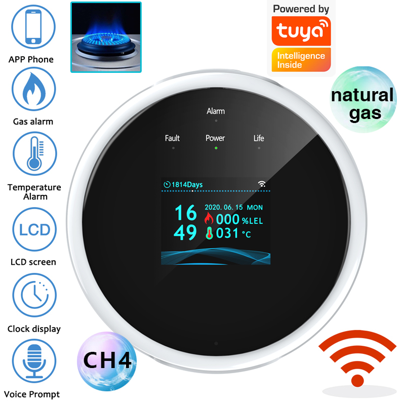 Smart Home Ecosystems - 2.4G WiFi Gasalarmsensor Brandbaar gasdetector Werkt